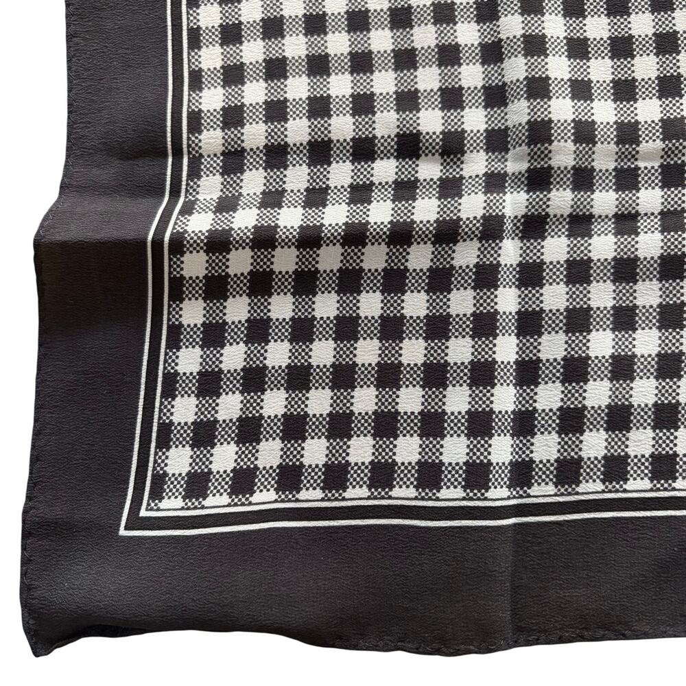 Codello designer silk scarf 19” square neckerchief style black & white check